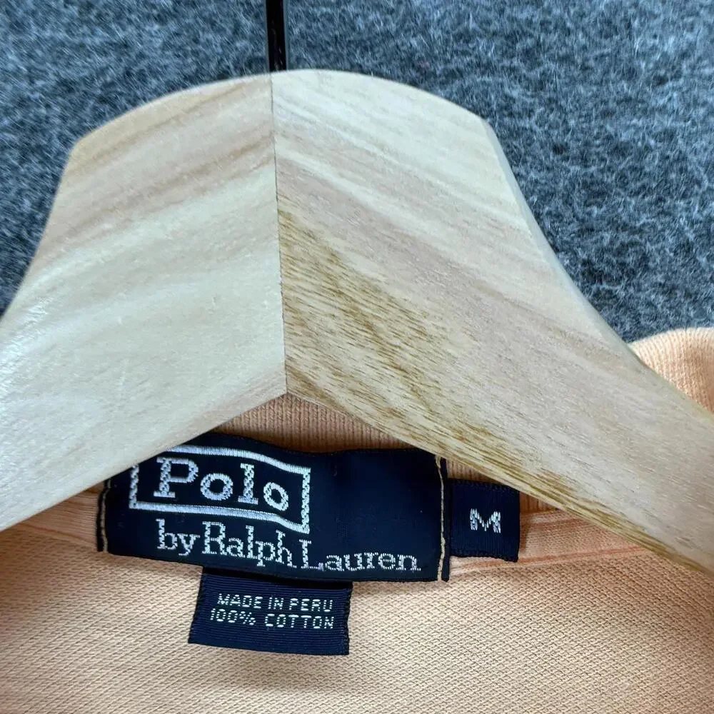 Ralph Lauen Polo Shirt Men M Medium Beige Button Up Collared Short Sleeve Cotton